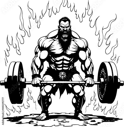 Bodybuilder with Barbell and Weights gym vector