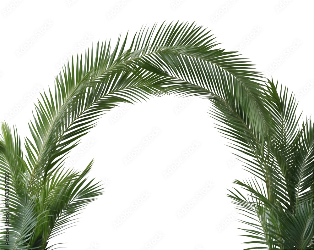 Elegant Archway of Palm Fronds, A Tropical Greenery Design Element for Nature-Inspired Themes and Botanical Illustrations, Creating a Sense of Serenity and Natural Beauty Elegant Archway of Palm Fronds, A Tropical Greenery Design Element for Nature-Inspired Themes and Botanical Illustrations, Creating a Sense of Serenity and Natural Beauty