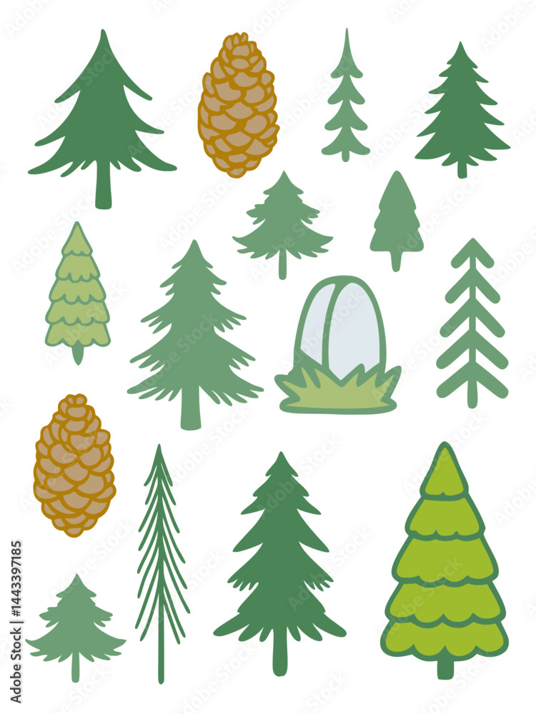 Obraz premium Green Forest Nature, Forest Tree Set