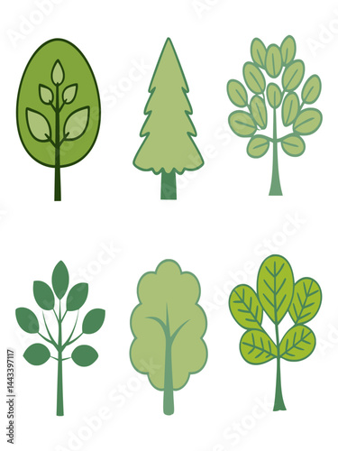 Green Forest Nature, Forest Tree Set