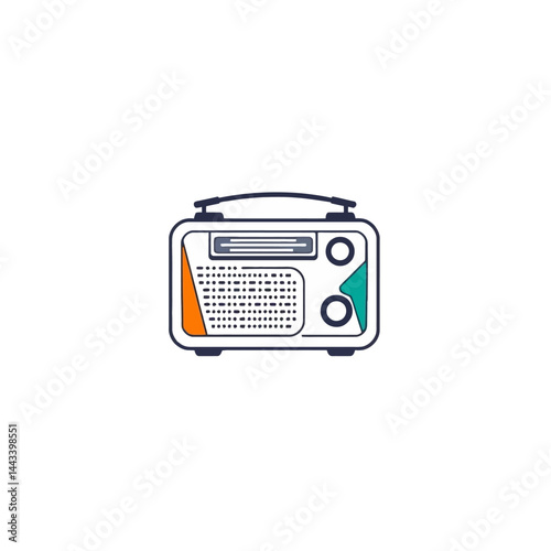 Vintage radio illustration retro portable music player broadcasting device design graphic vector clipart image
