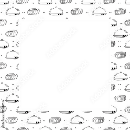 kitchen utensil frame. doodle kitchenware square frame. kitchen background