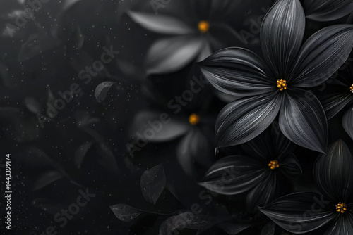 A striking black floral bac...