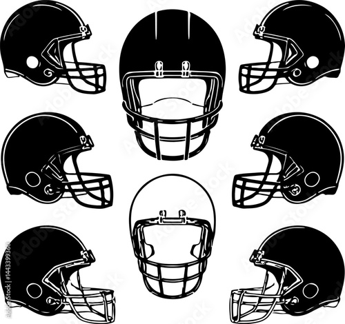 collections of american football silhouettes vector illustration