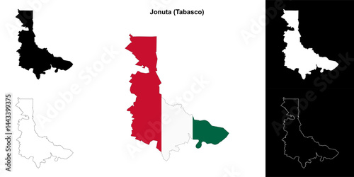 Jonuta municipality (Tabasco) outline map set