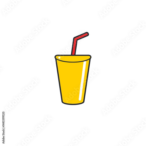 Yellow drink in cup with straw illustration for summer refreshment and beverage related designs and creative projects