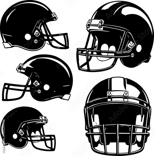 collections of american football silhouettes vector illustration