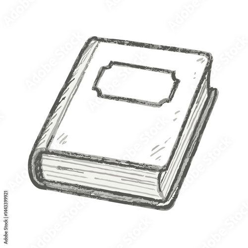 Hand-drawn sketch illustration of a closed book on a white background