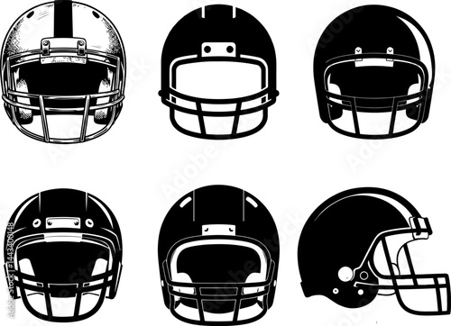 collections of american football silhouettes vector illustration