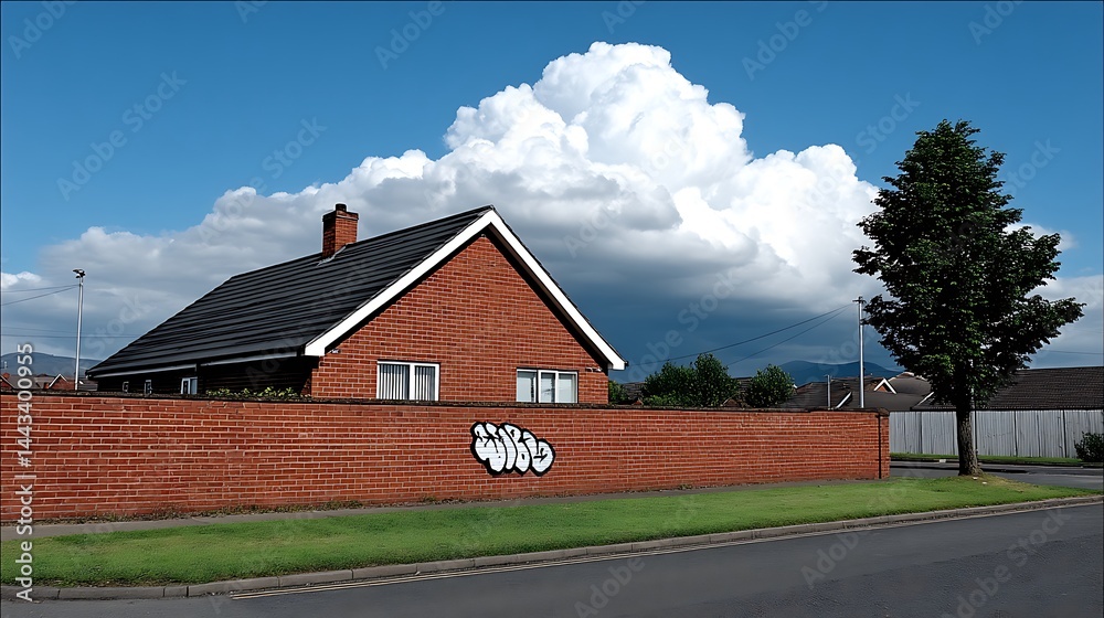 Obraz premium Brick House Under a Dramatic Sky