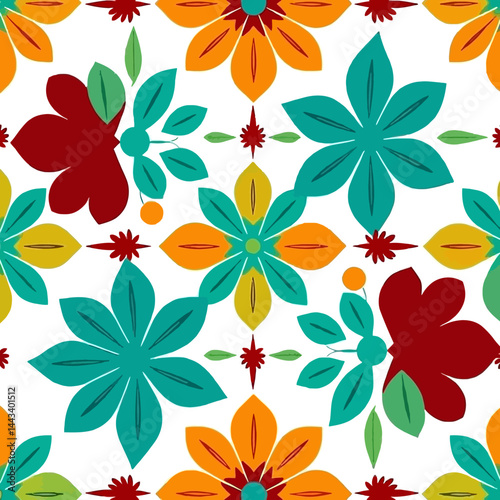 Floral pattern design seamless flower wallpaper background botanical textile art colorful print repeat decorative 