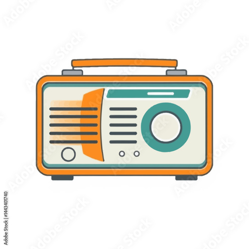 Vintage portable radio illustration for music lovers and retro technology enthusiasts design resource asset