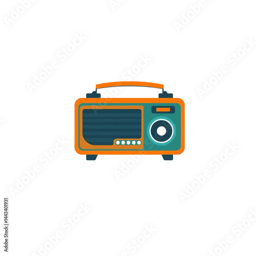 Vintage portable radio vector illustration retro style am fm receiver music player audio device design 