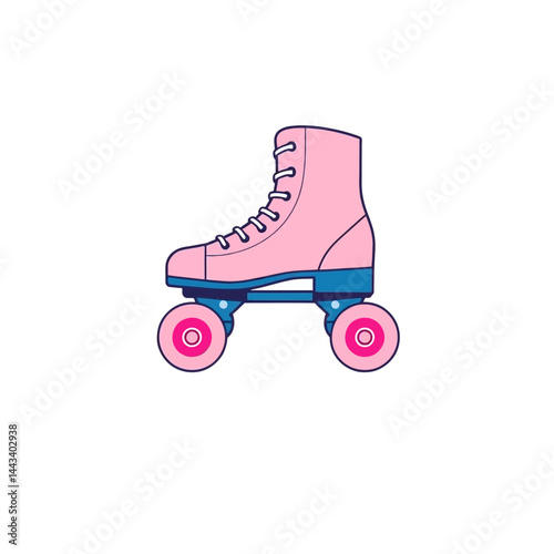 Pink roller skate clip art vector illustration for skating rink or roller derby design and apparel 