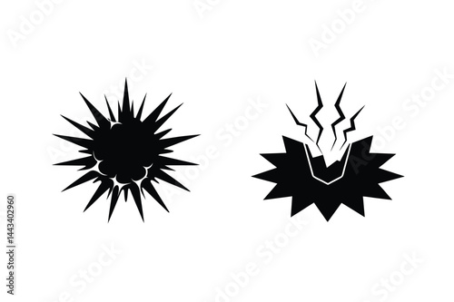 Graphic Black Explosion Effects Vector Illustration Set On White Background