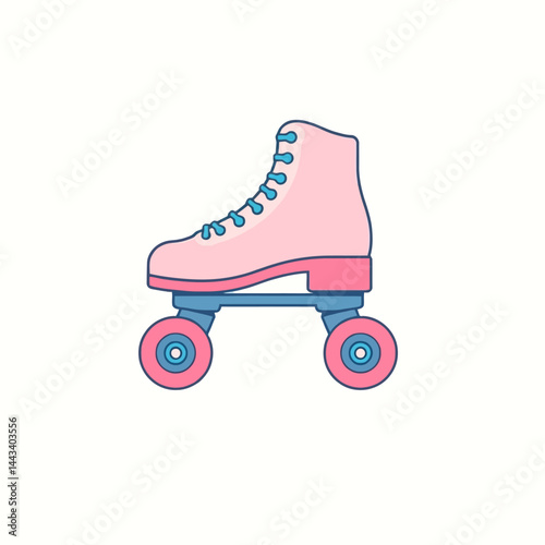Pink roller skate illustration vector image for skating retro style fun and roller derby equipment design art