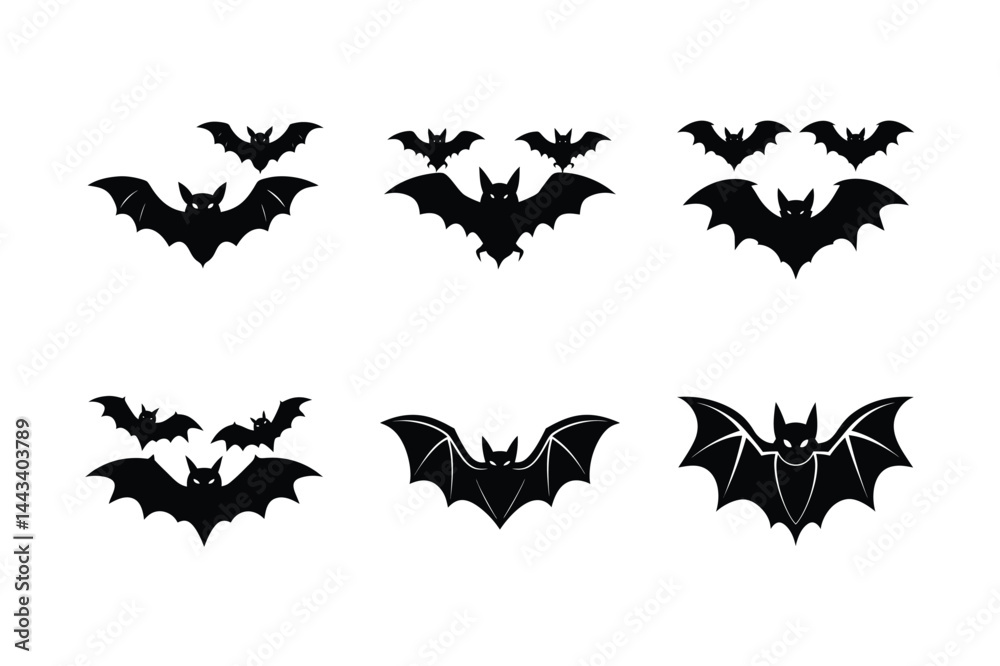 Fototapeta premium Classic Hanging Bat Silhouette Vector Illustration