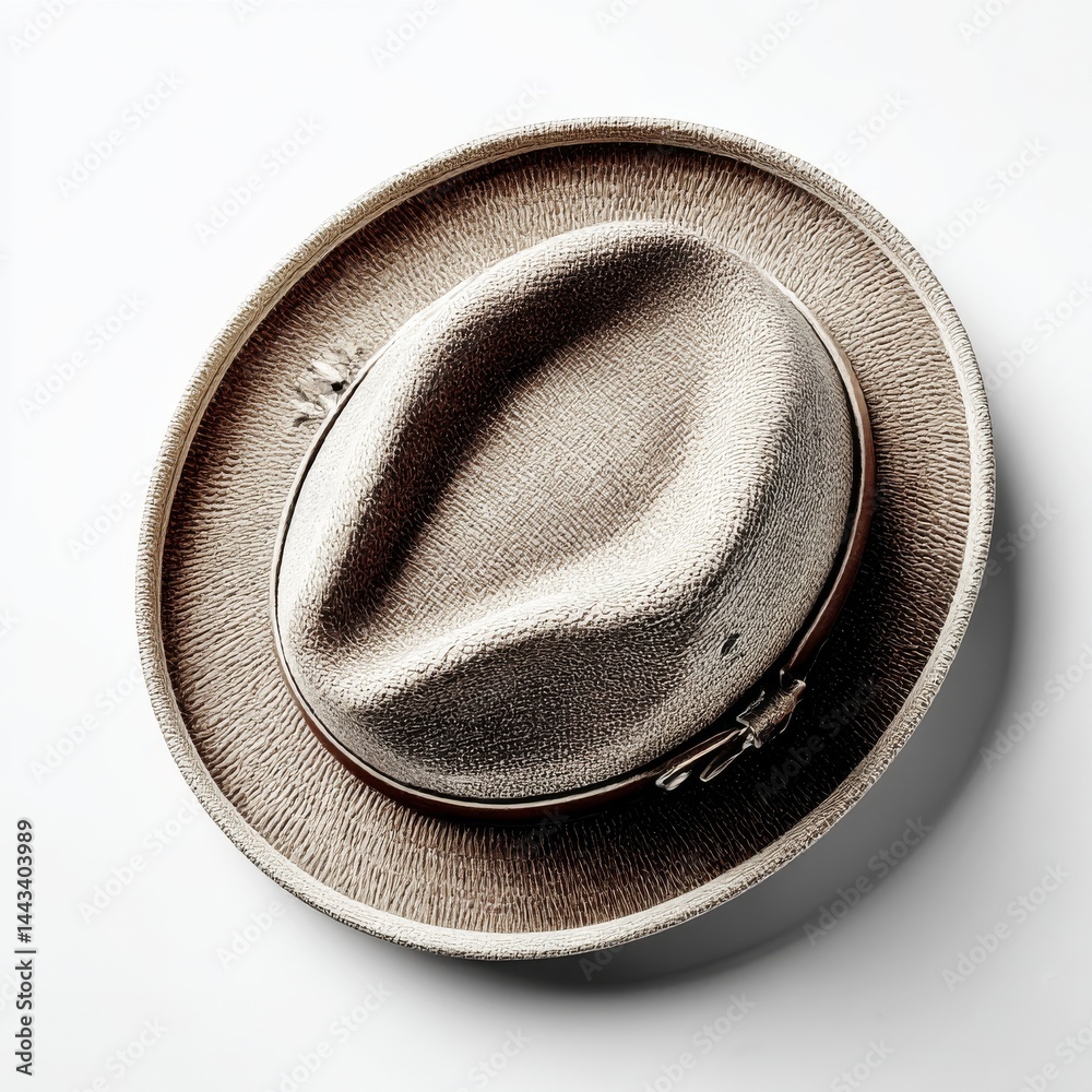 Elegant Straw Fedora Hat on a Clean White Background, Displaying Texture and Style