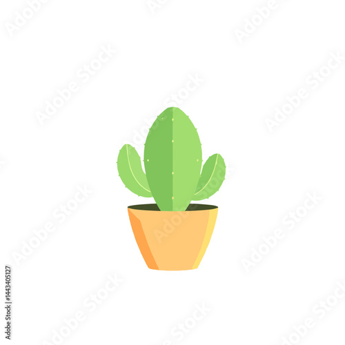 Isolated potted cactus illustration for home decor and desert plant lovers vector graphic design element