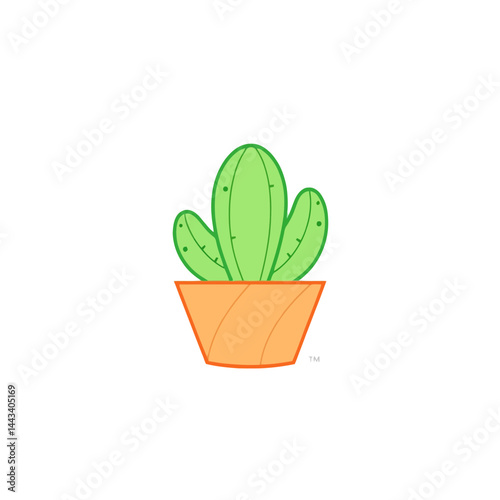 Cartoon cactus in pot illustration vector graphic design element for decoration and creative projects