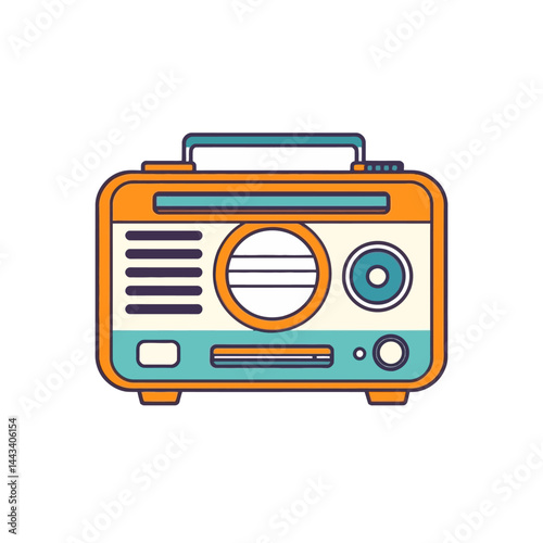 Retro radio vintage design illustration vector art classic portable am fm receiver audio player sound system