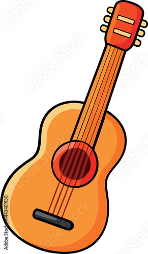 High-Quality, Detailed Vector Acoustic Guitar Illustration for Musicians, Music Enthusiasts, and Creative Designers – Ideal for Adobe Stock and Digital Projects