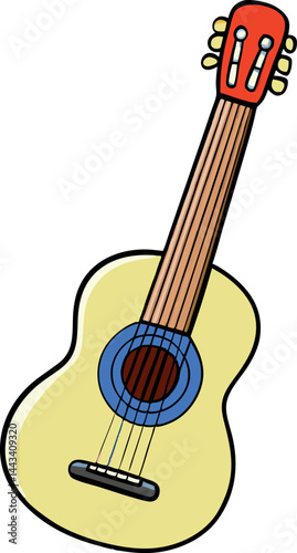 High-Quality, Detailed Vector Acoustic Guitar Illustration for Musicians, Music Enthusiasts, and Creative Designers – Ideal for Adobe Stock and Digital Projects