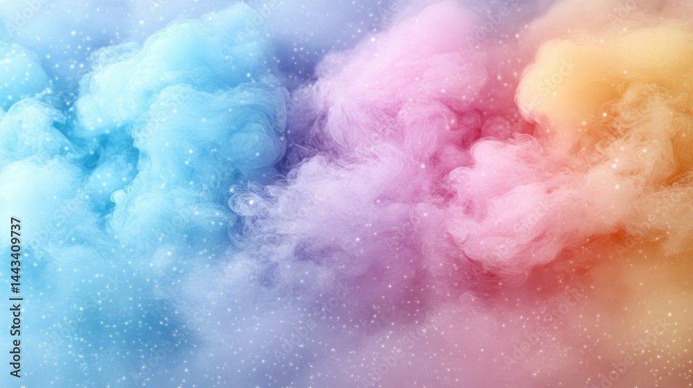 Fototapeta premium Colorful smoke clouds swirl in pastel hues