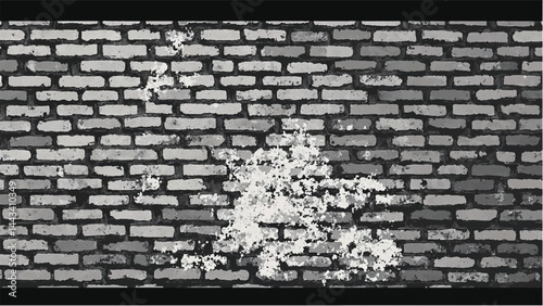 Black and white tone Brick wall background. A black and white brick wall texture with a grungy, distressed look. 