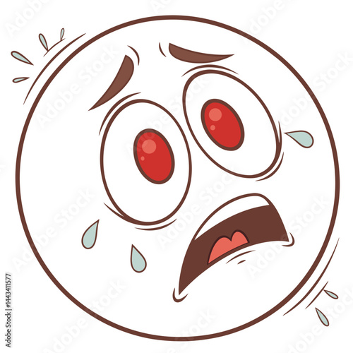 Cartoon Cry Emoji with Puffy Red Eyes
