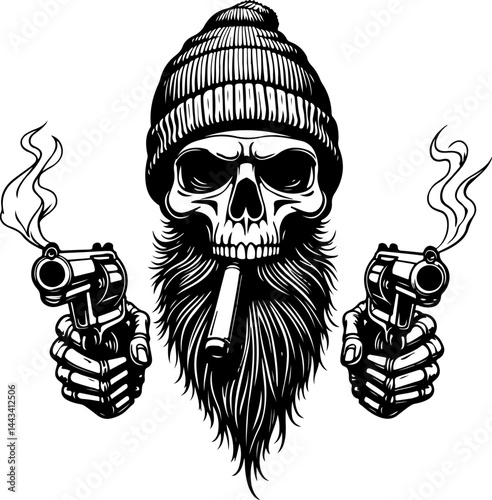 Skeleton Pirate with Pistol vector