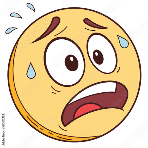 Shocked Emoji with Wavy Mouth and Sweating Forehead
