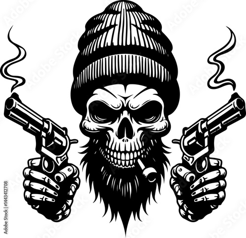 Skeleton Pirate with Pistol vector