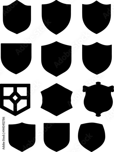 set of silhouettes shields vector illustration
