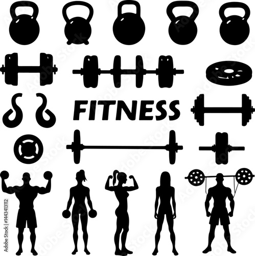 Gym and Fitness Silhouettes vector