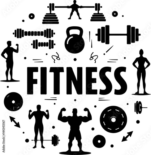 Gym and Fitness Silhouettes vector