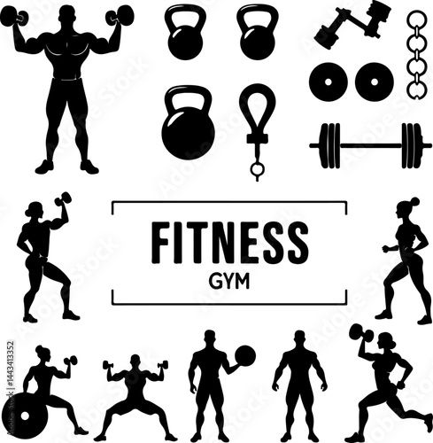 Gym and Fitness Silhouettes vector