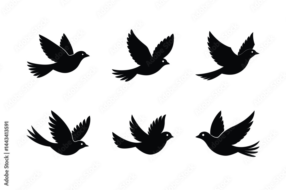 Fototapeta premium Flying Bird Silhouette Vector Illustration