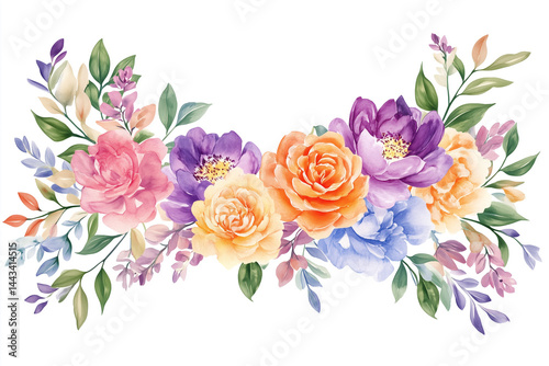 Wallpaper Mural A captivating watercolor depiction of vibrant flower bouquet, this image bursts with life and color, its delicate strokes capture the beauty of nature. Torontodigital.ca