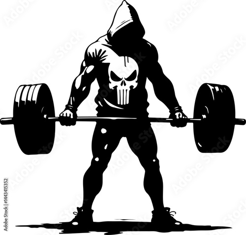 Punisher Gym Logo - Weightlifter Silhouette vector