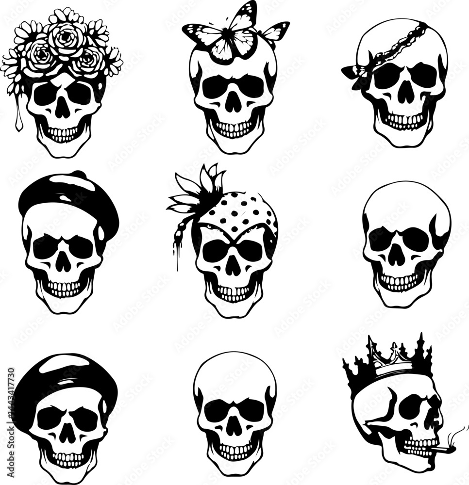 Stylized Skull Illustrations vector