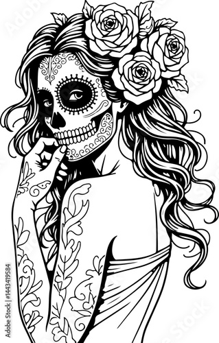 Sugar Skull Lady – Day of the Dead Art Tattoos design