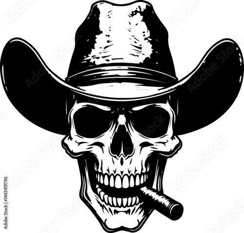 Cowboy Skull with Cigar vector