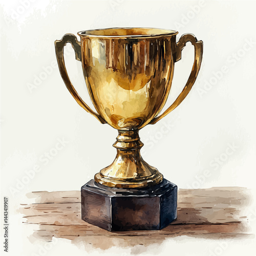 watercolor of Spelling Bee Trophy, vector, isolated on a white background.
