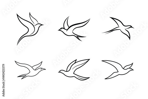 Birds in Motion Vector Silhouette Art