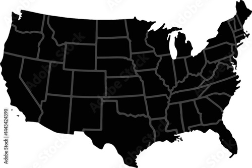 United States America Map Silhouette Vector Illustration