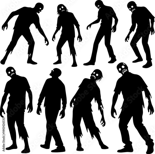 collections of zombie silhouettes vector illustration