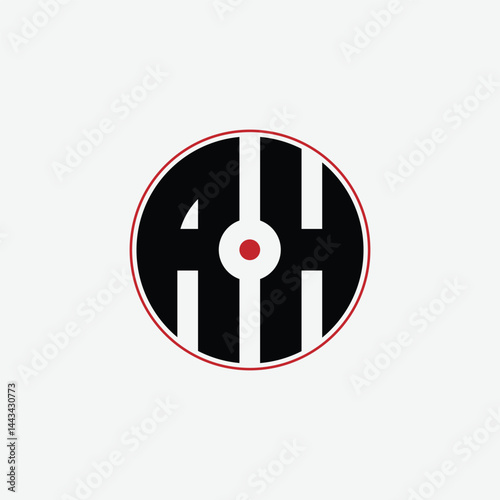 344 letter logo shape geometric math educational learning round circle ellipse gun target negative space A H