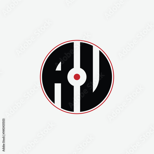 352 letter logo shape geometric math educational learning round circle ellipse gun target negative space A U