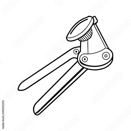 Outline of a Kitchen Garlic Press Line Art Vector